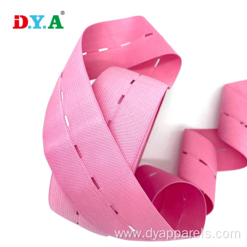 Custom Pink Knitted Buttonhole Elastic Band For Sewing